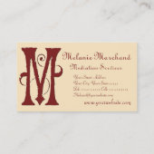 Carte De Visite Monogramme rouge grunge gothique de l'initiale M (Dos)