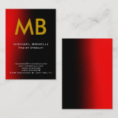 Carte de visite monogramme rouge moderne (Devant / Derrière)