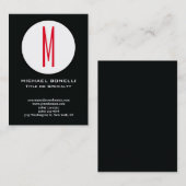 Carte De Visite Monogramme rouge moderne et tendance noir blanc (Devant / Derrière)