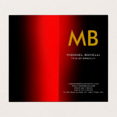 Carte De Visite monogramme rouge moderne jaune noir (Extérieur déplié)