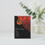 CARTE DE VISITE MONOGRAMME ROUGE RUBY DAMASK, (Debout devant)