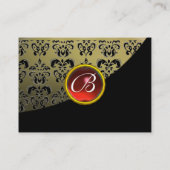 Carte De Visite MONOGRAMME ROUGE RUBY DAMASK, gris (Dos)