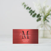 Carte De Visite Monogramme Rouge Script Moderne (Debout devant)