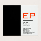 Carte De Visite Monogramme rouge tendance noir vertical (Extérieur déplié)