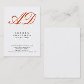 Carte de visite Monogramme rouge vertical blanc te (Devant / Derrière)