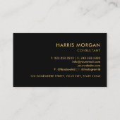 Carte De Visite Monogramme royal noir et or personnalisé professio (Dos)