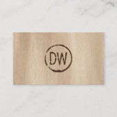 Carte De Visite Monogramme rustique à brûlage de bois pour la rest (Devant)