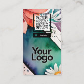 Carte De Visite Monogramme S Daisy Floral Aquarelle QR Code Logo (Dos)