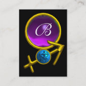 Carte De Visite MONOGRAMME SAGITTARIUS Améthyste violet bleu noir (Dos)