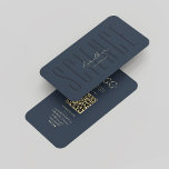 Carte De Visite Monogramme scientifique moderne Dark Blue Gold<br><div class="desc">Monogramme scientifique moderne carte de visite en or bleu foncé avec code QR</div>