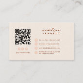 Carte De Visite Monogramme Script Boho Beige QR Code (Dos)