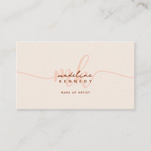 Carte De Visite Monogramme Script Boho Beige QR Code (Devant)