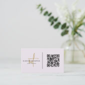 Carte De Visite Monogramme Script Typographie Lavender Gold QR Cod (Debout devant)