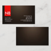 Carte De Visite Monogramme Sepia Brown Rouge moderne Consultant (Devant / Derrière)