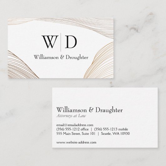 Carte De Visite Monogramme Serif | Arrière - plan de lignes graphi (Devant / Derrière)