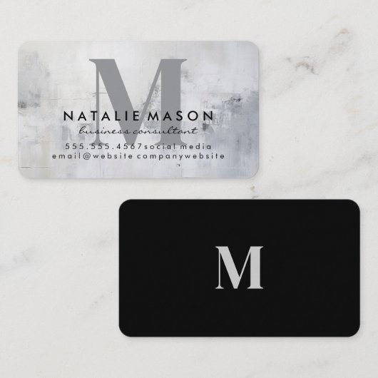 Carte De Visite Monogramme Serif | Arrière - plan de mur de textur (Devant / Derrière)