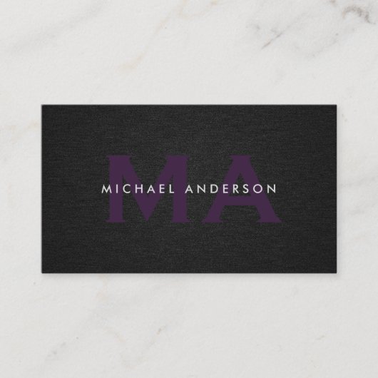 Carte De Visite Monogramme Serif Corporate Minimal Linen noir (Devant)