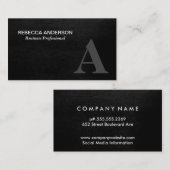 Carte De Visite Monogramme Serif Gris, Noir (Devant / Derrière)