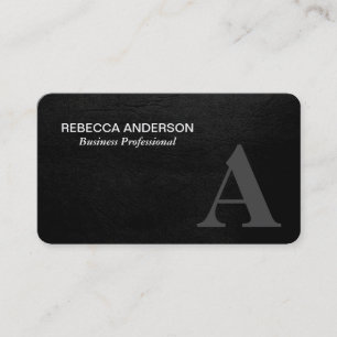 Carte De Visite Monogramme Serif Gris, Noir