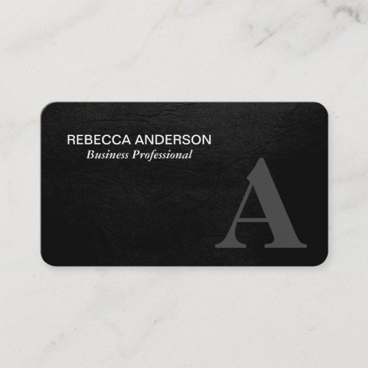 Carte De Visite Monogramme Serif Gris, Noir (Devant)