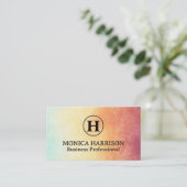 Carte De Visite Monogramme Serif | Texture Abstraite colorée (Debout devant)