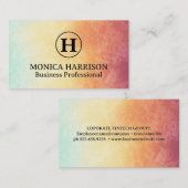 Carte De Visite Monogramme Serif | Texture Abstraite colorée (Devant / Derrière)