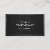 Carte De Visite Monogramme Serif | Texture noire | Cuir (Dos)