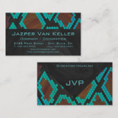 Carte De Visite Monogramme serpent impression Brown et Turquoise (Devant / Derrière)