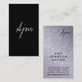 Carte De Visite Monogramme Signature 2 / Brosse métallique (Devant / Derrière)