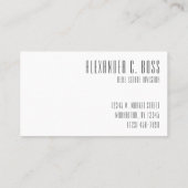 Carte De Visite Monogramme simple à trois lettres gris et blanc mo (Dos)