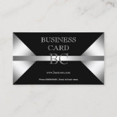 Carte De Visite Monogramme Simple Argent Noir 4C (Devant)