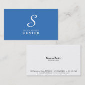 Carte De Visite Monogramme simple (Bleu de France) (Devant / Derrière)