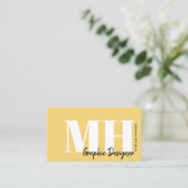 Carte De Visite Monogramme simple code QR jaune (Debout devant)