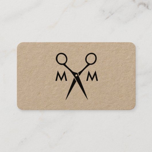 Carte De Visite Monogramme simple de Shears de Salon (Devant)