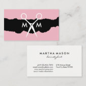 Carte De Visite Monogramme simple de Shears de Salon (Devant / Derrière)