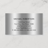 Carte De Visite Monogramme Simple Élégant Argent sur Argent (Dos)