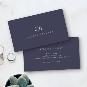 Carte De Visite Monogramme Simple Élégant Professionnel Minimal Bl