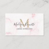 Carte De Visite Monogramme simple en marbre rose clair (Devant)