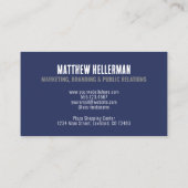 Carte De Visite Monogramme simple et professionnel bleu marine (Dos)