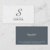 Carte De Visite Monogramme simple (gris ardoise bleu) (Devant / Derrière)