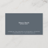 Carte De Visite Monogramme simple (gris ardoise bleu) (Dos)