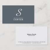 Carte De Visite Monogramme simple (gris ardoise bleu) (Devant / Derrière)