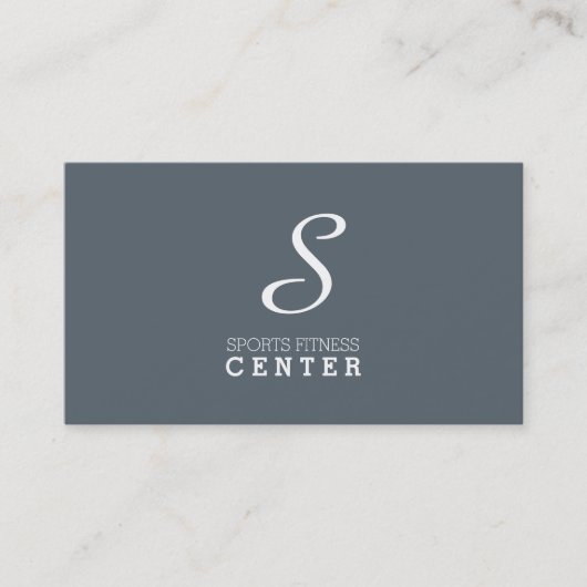 Carte De Visite Monogramme simple (gris ardoise bleu) (Devant)