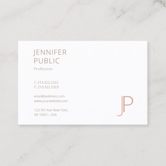 Carte De Visite Monogramme Simple Modèle Chic Moderne Professionne (Devant)