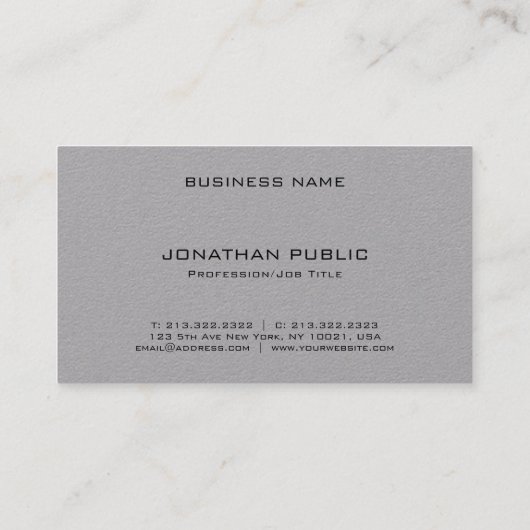 Carte De Visite Monogramme Simple Modèle Luxueux Premium Grey (Dos)