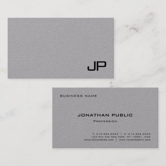 Carte De Visite Monogramme Simple Modèle Moderne Élégant (Devant / Derrière)