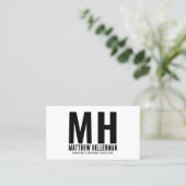 Carte De Visite Monogramme Simple Moderne Professionnel Noir Blanc (Debout devant)