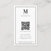 Carte De Visite Monogramme simple photo professionnelle (Dos)