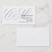 Carte de visite Monogramme Simple Pour Professionn (Devant / Derrière)