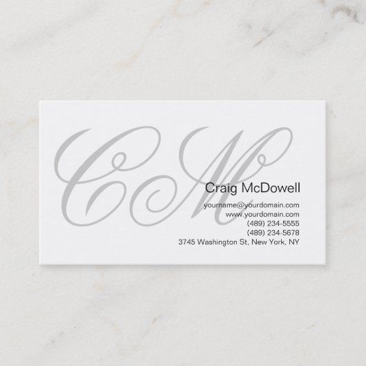 Carte de visite Monogramme Simple Pour Professionn (Devant)